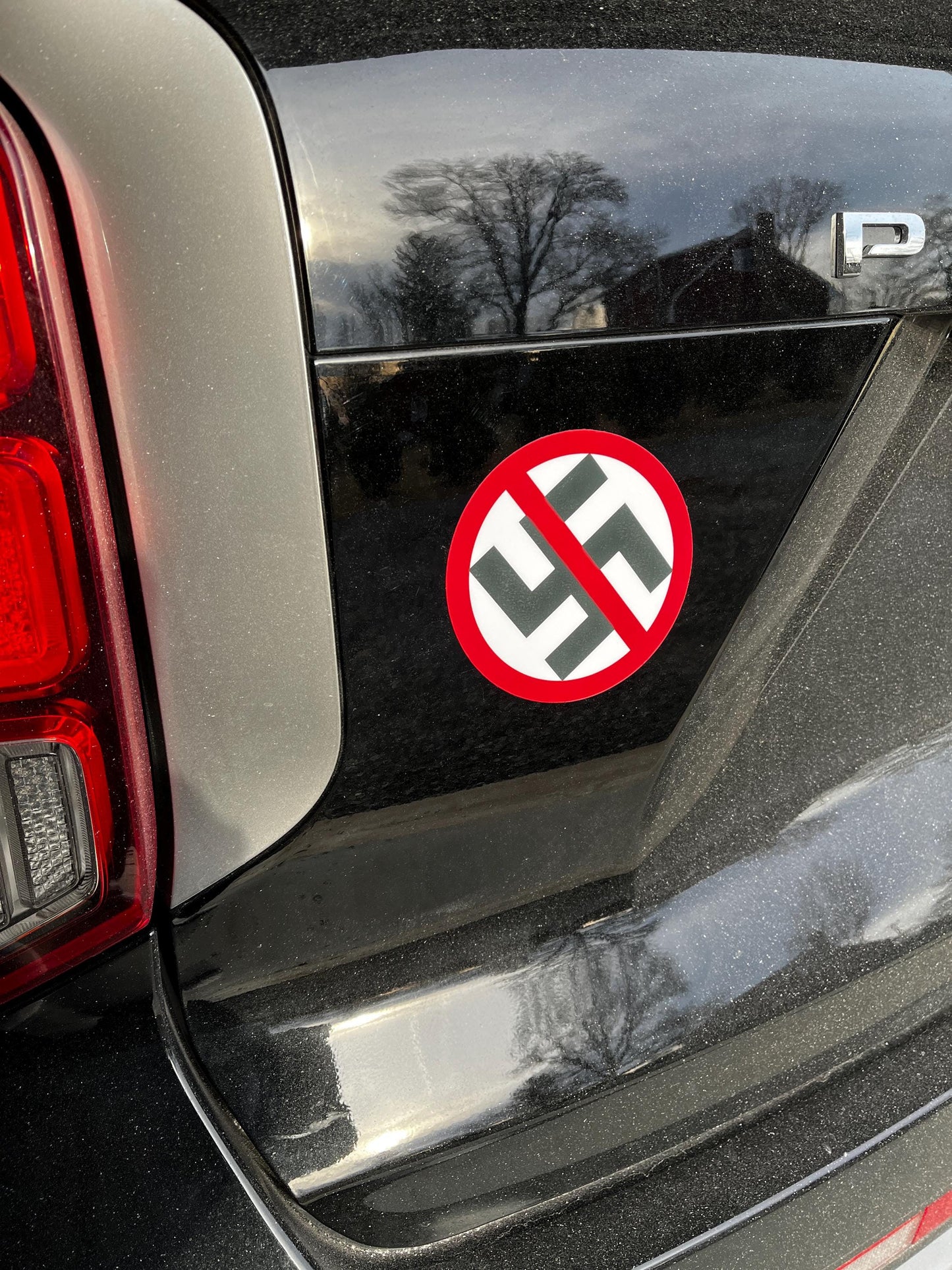 Anti-Nazi Vinyl Decal or Magnet | Swastika Crossed Out Protest Sticker | Political Activism Decal | Anti-Hate Symbol