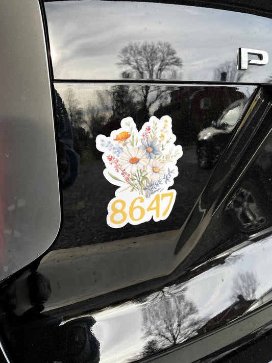8647 (Get Rid of Trump) Subtle Bouquet Flowers Vinyl Decal or Magnet | Political Protest | Feminist Resistance Sticker | Cute Design