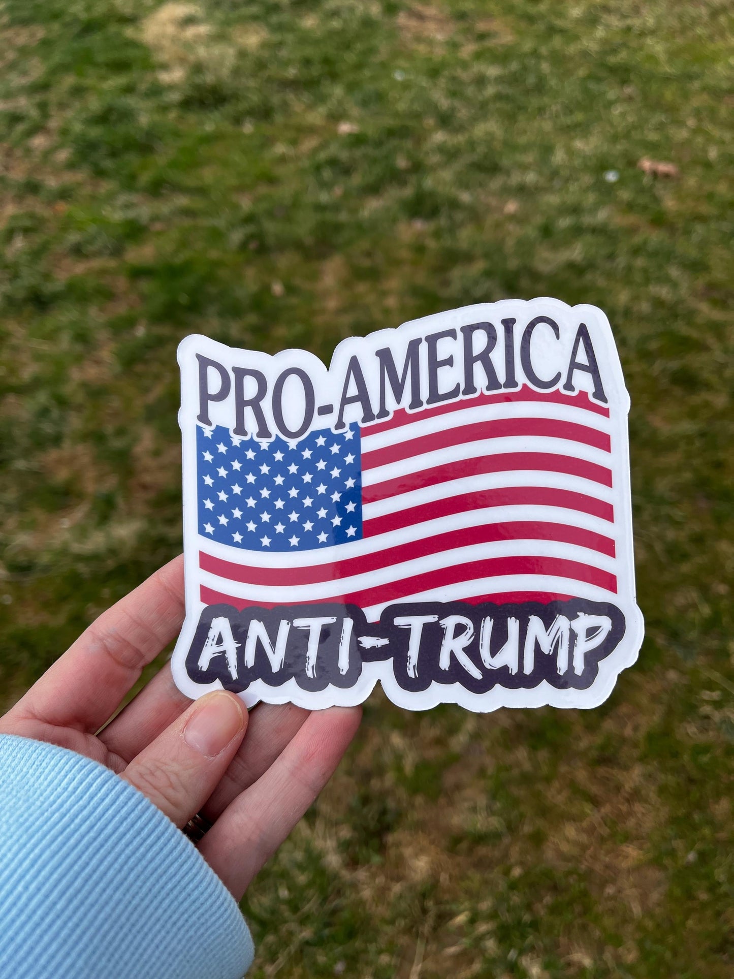 Pro-America Anti-Trump Vinyl Decal or Magnet | Political Protest Sticker | Stand for America | Resistance Design