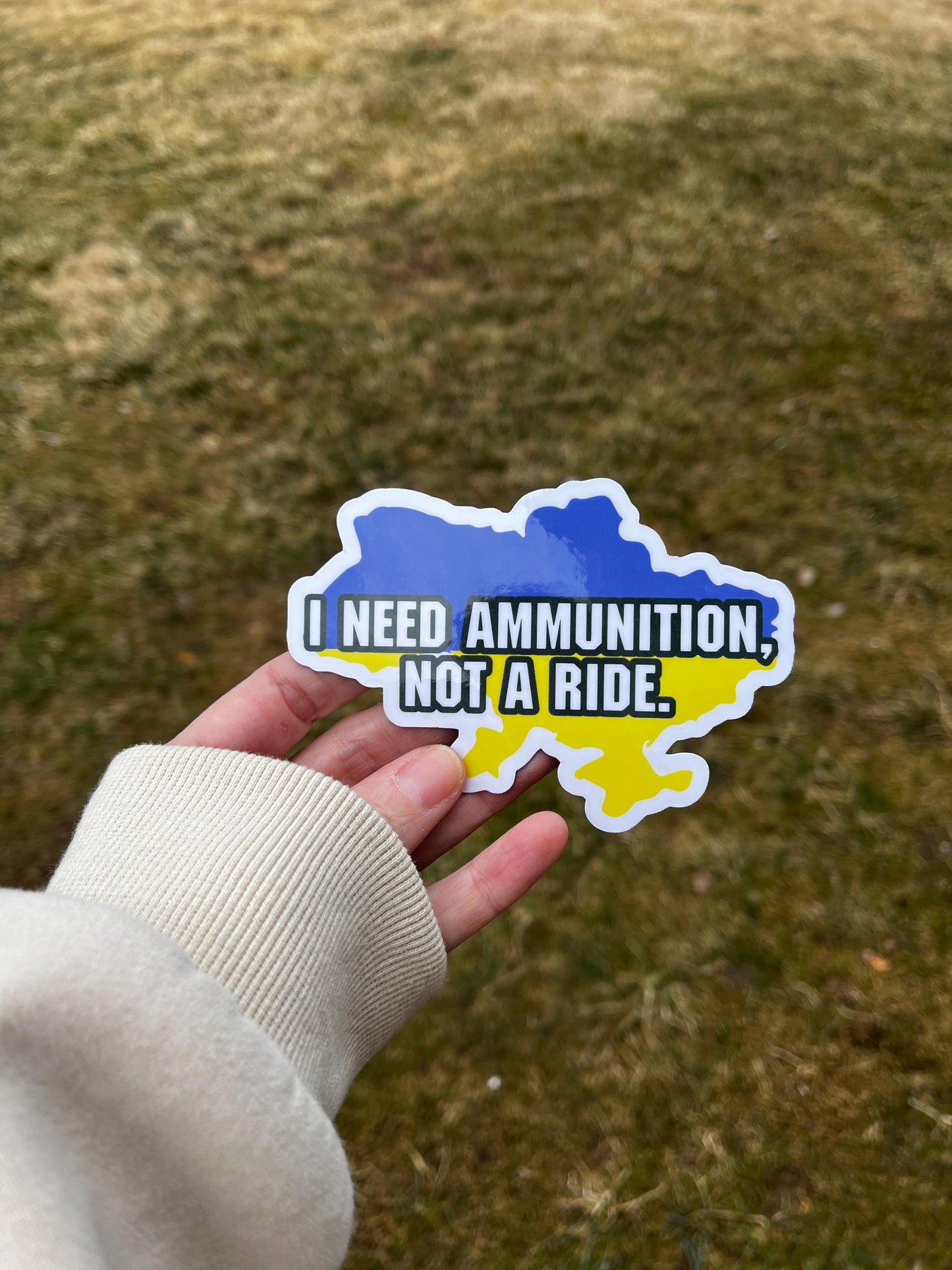 I Need Ammunition, Not a Ride Vinyl Decal or Magnet | Volodymyr Zelensky Quote | Support Ukraine | Political Resistance