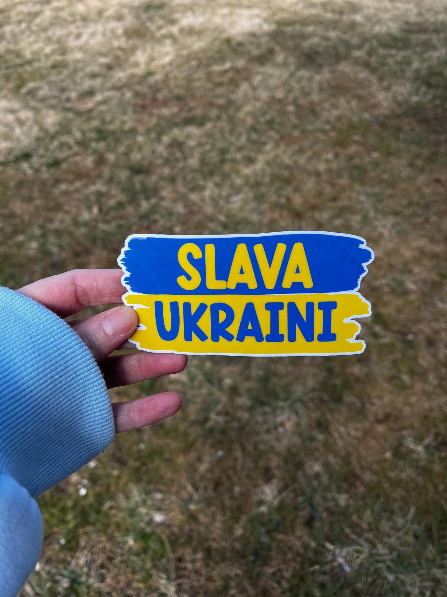 I Stand with Ukraine, Slava Ukraini Vinyl Decal or Magnet | Ukraine Support Sticker | Political Protest | Solidarity Design