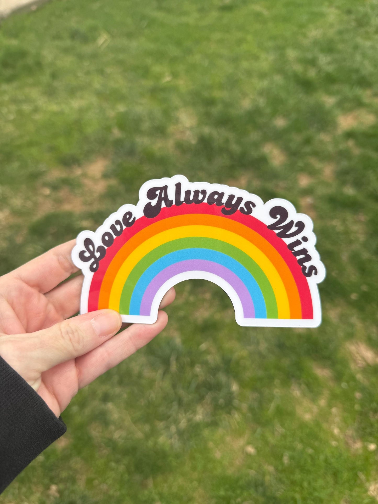 Love Always Wins Rainbow Vinyl Decal or Magnet | LGBTQ+ Support Sticker | Pride Rainbow | Love is Love Decal | Positive Affirmation Decal