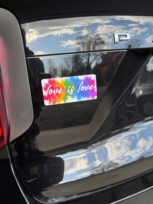 Love is Love Vinyl Decal or Magnet | LGBTQ+ Pride Sticker | Equality and Inclusion Decal | Rainbow Love Sticker