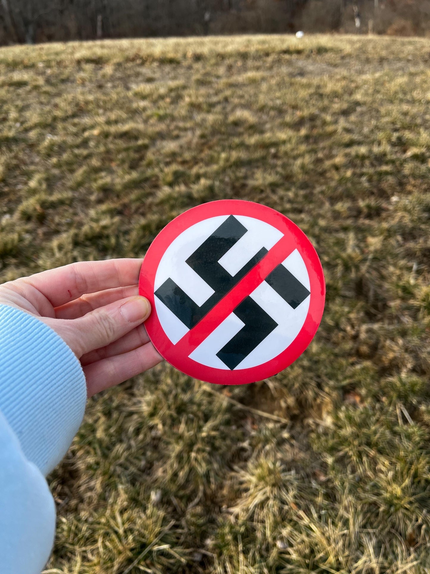 Anti-Nazi Vinyl Decal or Magnet | Swastika Crossed Out Protest Sticker | Political Activism Decal | Anti-Hate Symbol