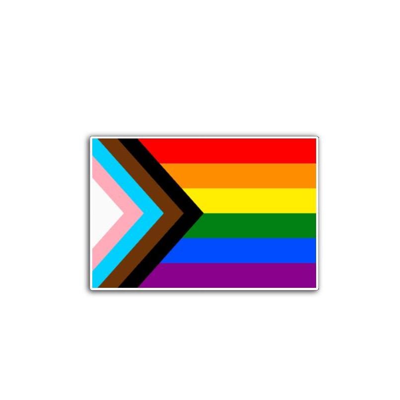Progressive Gay Pride Flag Vinyl Decal or Magnet | LGBTQ+ Pride | Rainbow Flag with Black and Brown Stripes | Equality Support