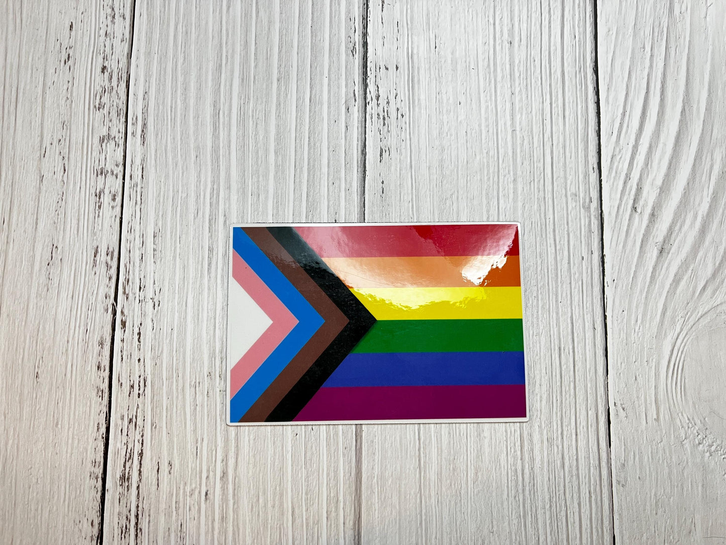 Progressive Gay Pride Flag Vinyl Decal or Magnet | LGBTQ+ Pride | Rainbow Flag with Black and Brown Stripes | Equality Support