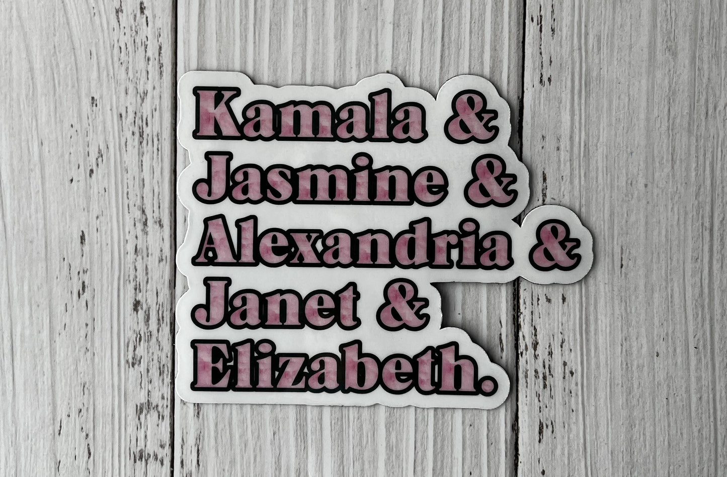 Kamala, Jasmine, Alexandria, Janet, Elizabeth Magnet or Vinyl Decal | Strong Political Women | Feminist Activism | Political Empowerment