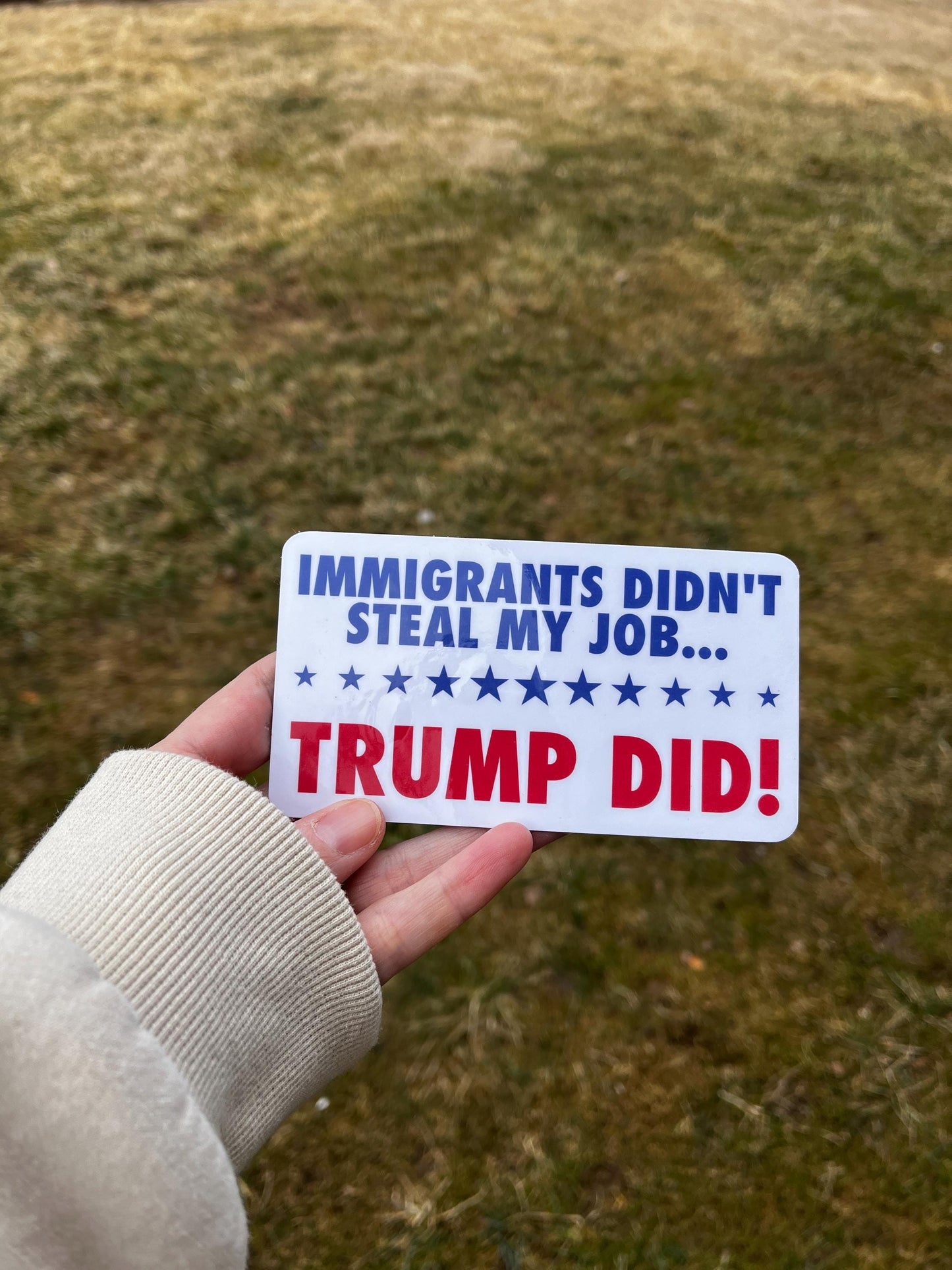 Immigrants Didn't Steal My Job, Trump Did Vinyl Decal or Magnet | Political Protest | Anti-Trump Sticker | Immigration Justice Design