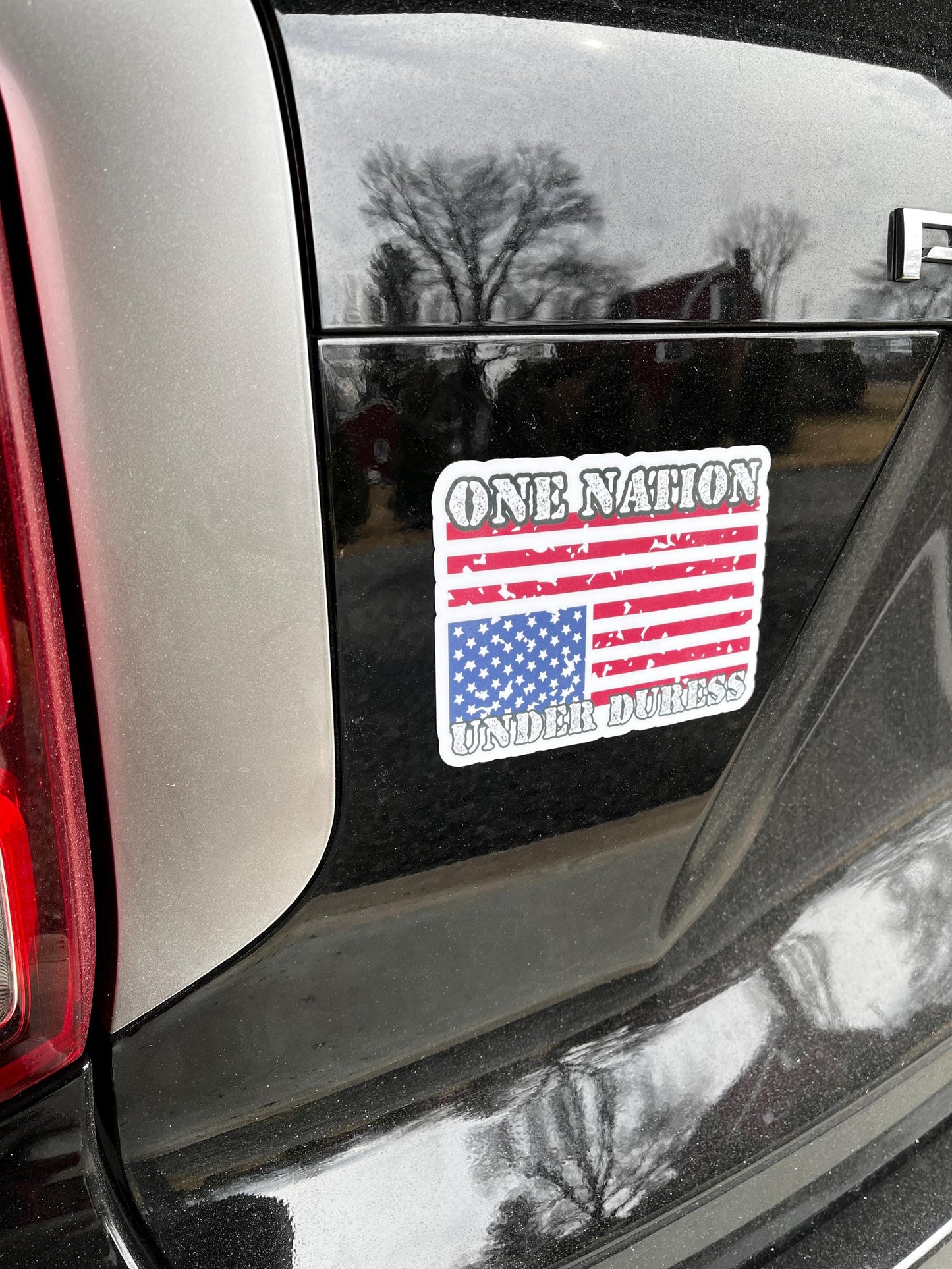 One Nation Under Duress Vinyl Decal or Magnet | Upside Down American Flag | Political Protest | National Struggles Design