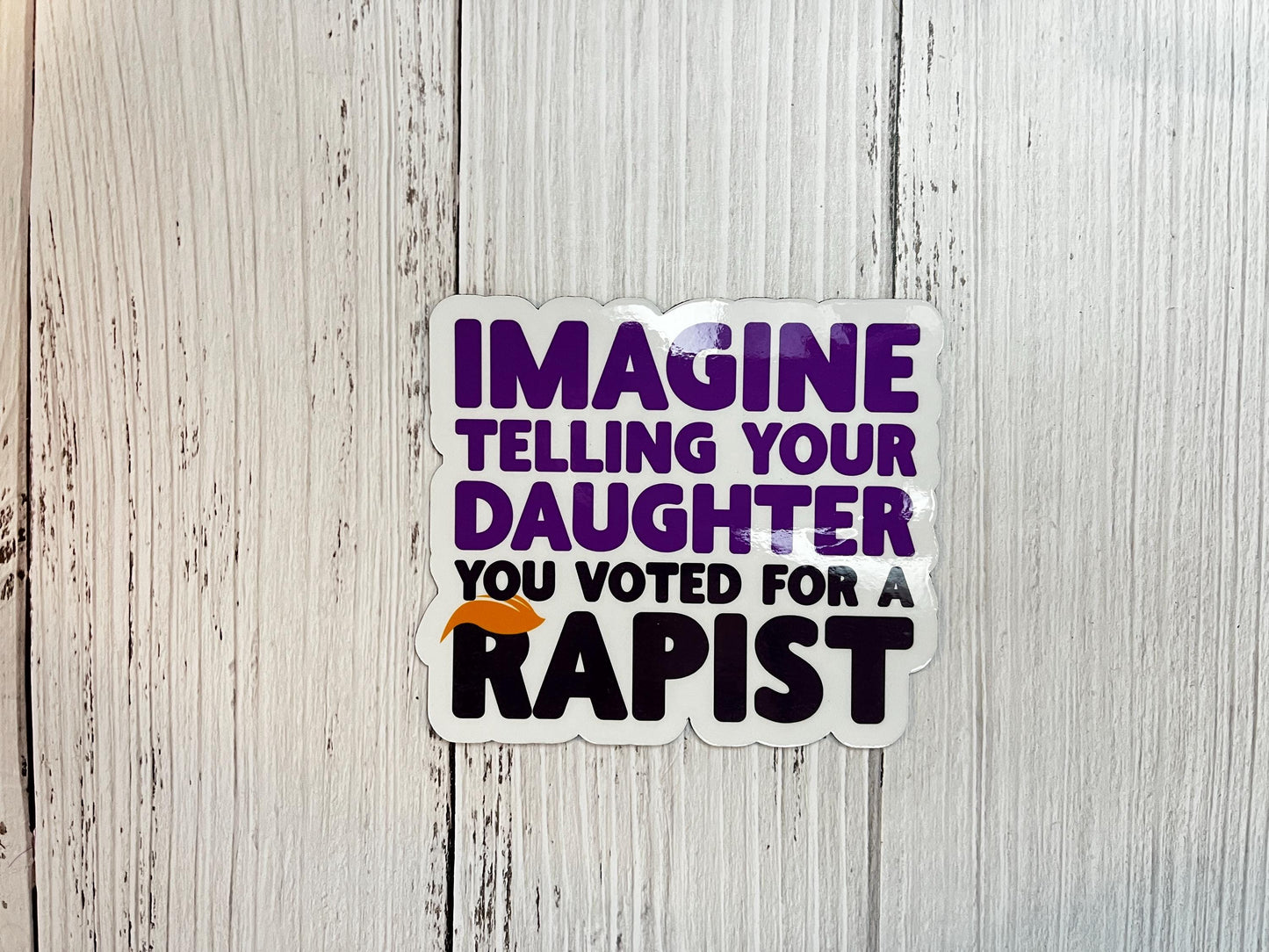 Imagine Telling Your Daughter You Voted for a Rapist Vinyl Decal or Magnet | Political Protest Sticker | Anti-Trump | Social Justice