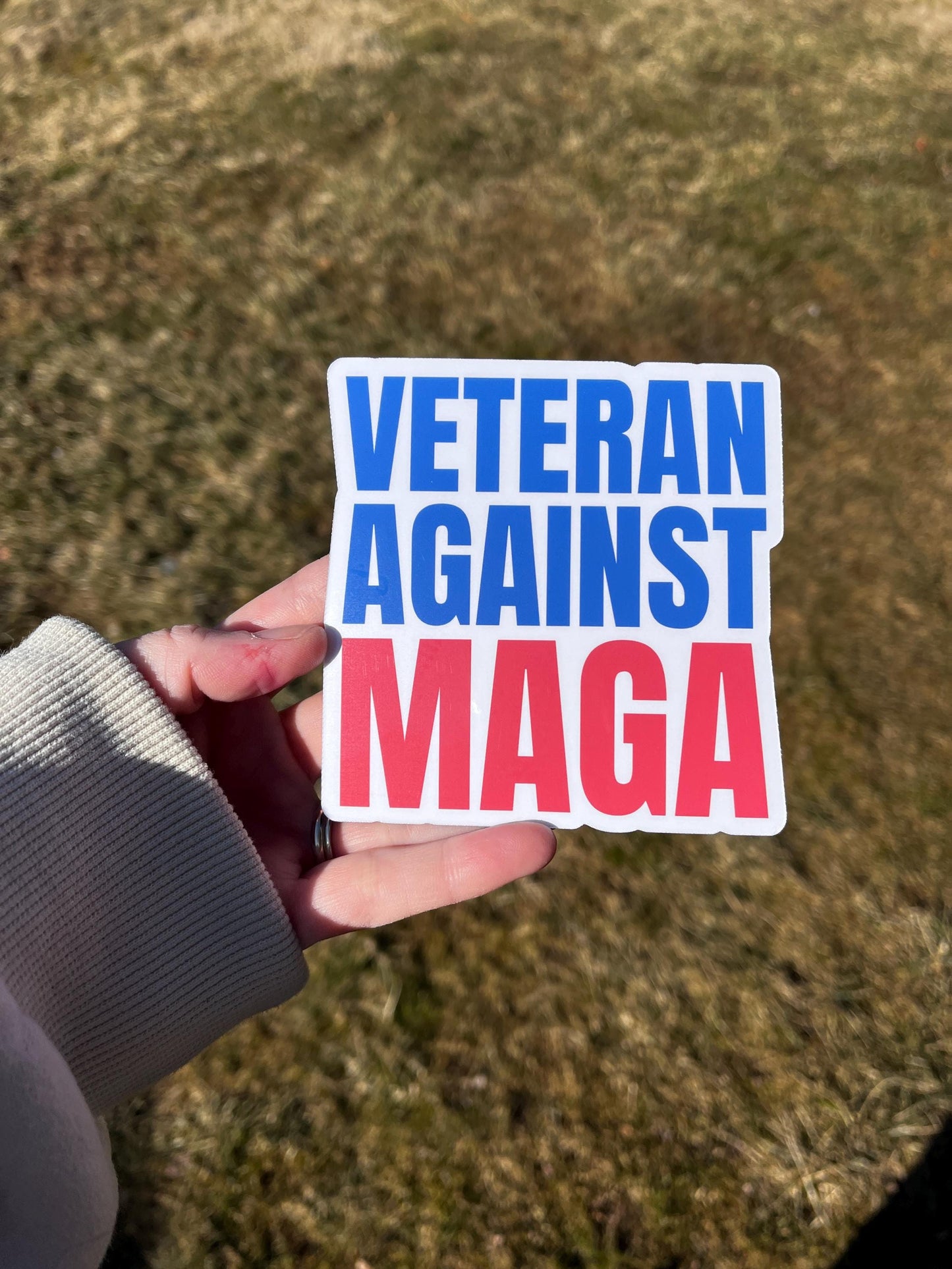 Veteran Against MAGA Vinyl Decal or Magnet | Political Protest | Anti-Trump Sticker | Military Veteran Resistance | Stand Against MAGA