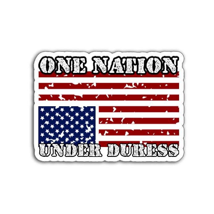 One Nation Under Duress Vinyl Decal or Magnet | Upside Down American Flag | Political Protest | National Struggles Design