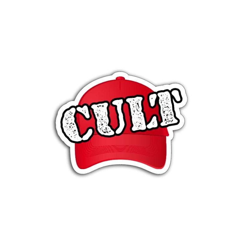 Red MAGA Hat Cult Vinyl Decal or Magnet | Political Protest Sticker | Anti-Trump Design | MAGA Resistance Statement