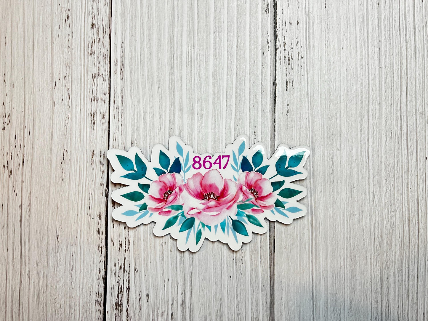 8647 (Get Rid of Trump) or FDT Subtle Dainty Pink Flowers Vinyl Decal or Magnet | Political Statement Sticker | Anti-Trump Protest Design