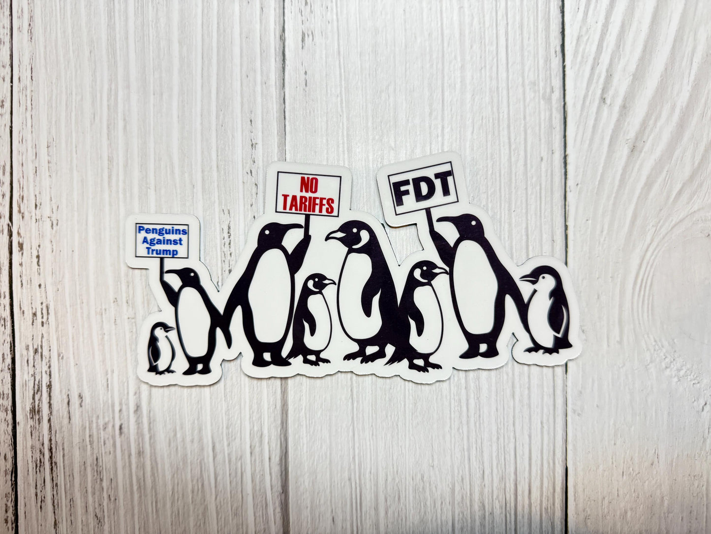 No Tariffs Penguins FDT Penguins Against Trump Vinyl Decal or Magnet | Political Protest Sticker | Anti-Trump Penguins | Resistance Decal
