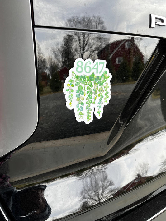 8647 (Get Rid of Trump) Subtle Dainty Green Succulent Plants Vinyl Decal or Magnet | Political Protest | Feminist Statement