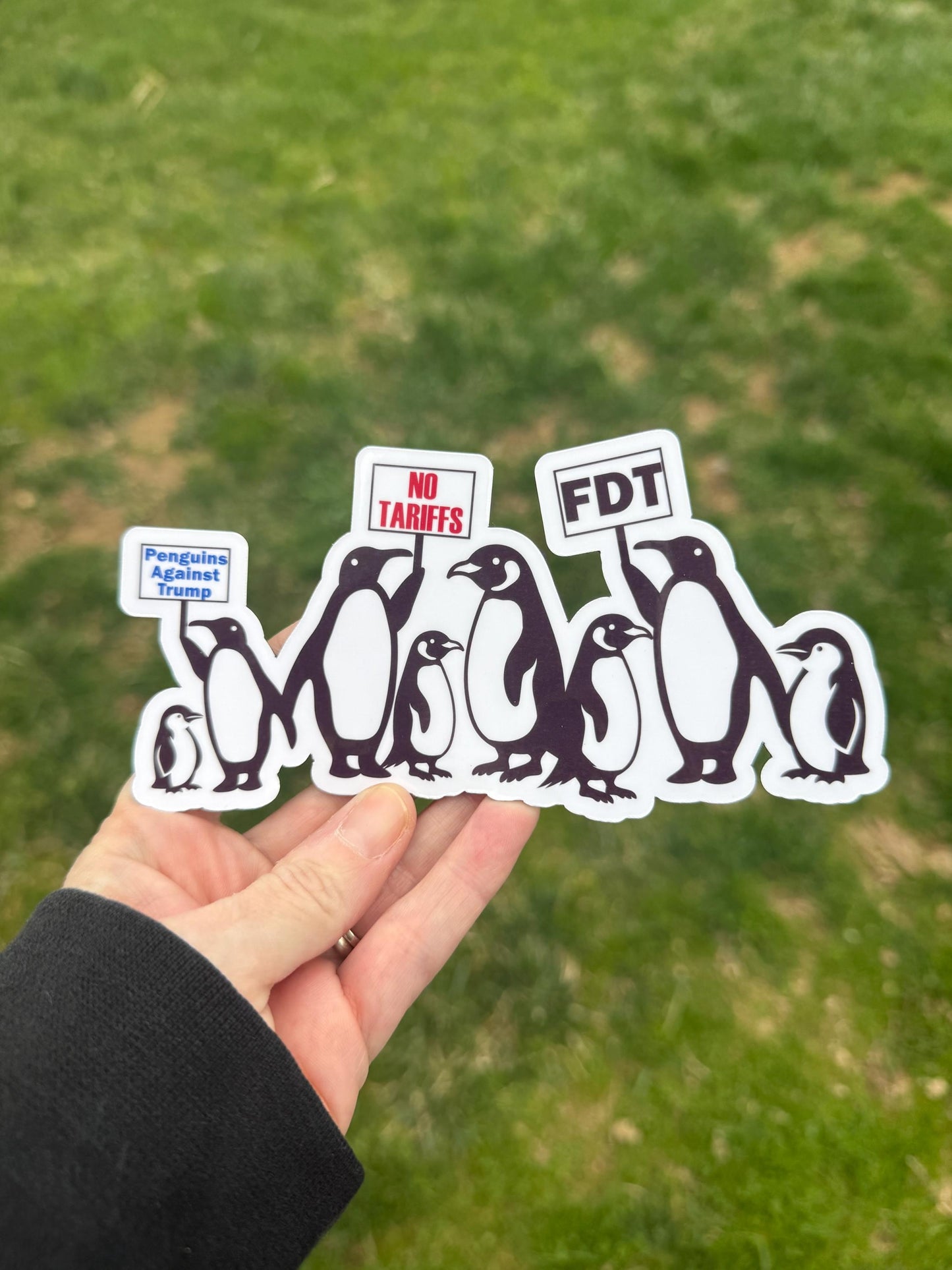 No Tariffs Penguins FDT Penguins Against Trump Vinyl Decal or Magnet | Political Protest Sticker | Anti-Trump Penguins | Resistance Decal
