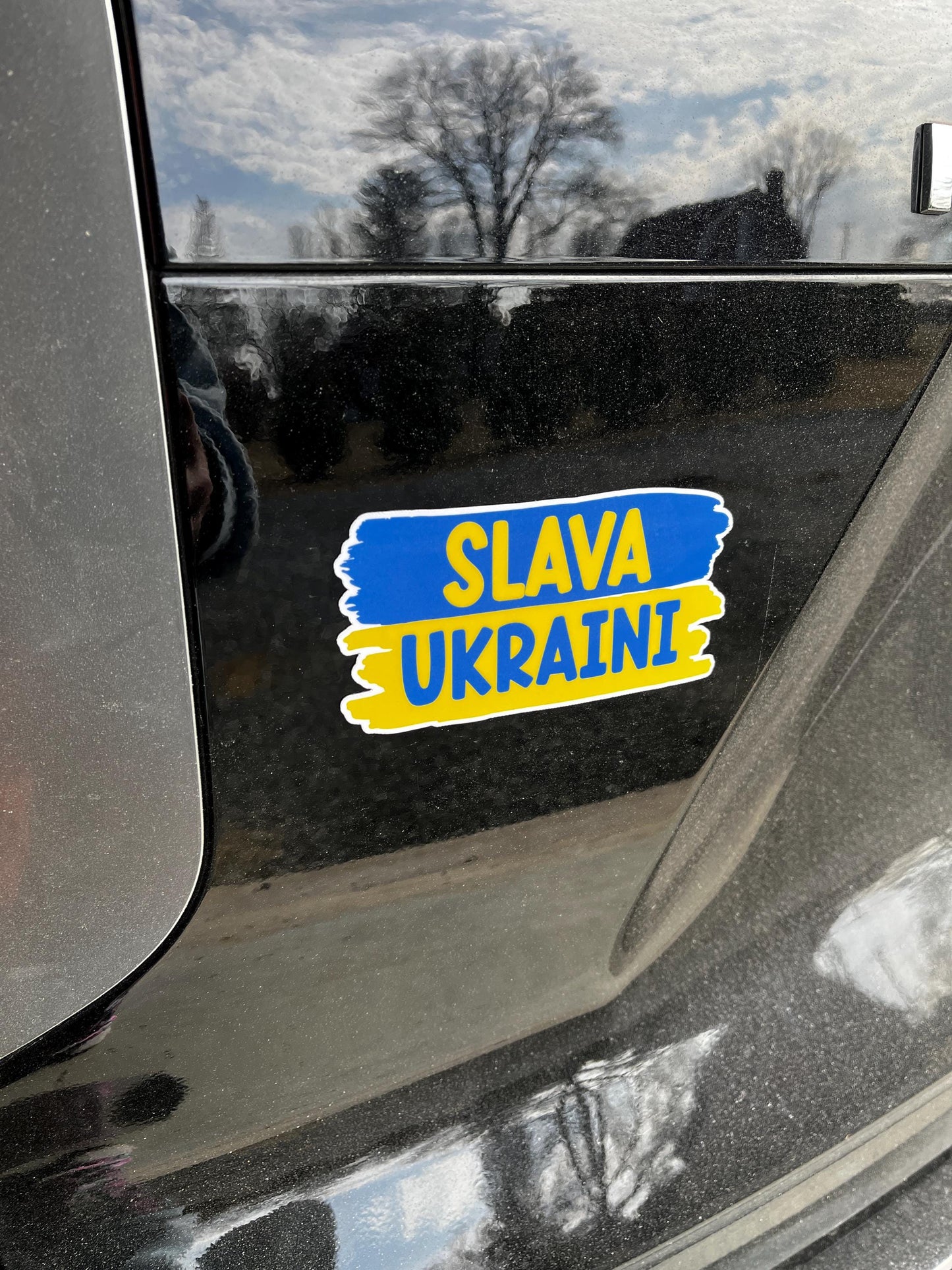 I Stand with Ukraine, Slava Ukraini Vinyl Decal or Magnet | Ukraine Support Sticker | Political Protest | Solidarity Design