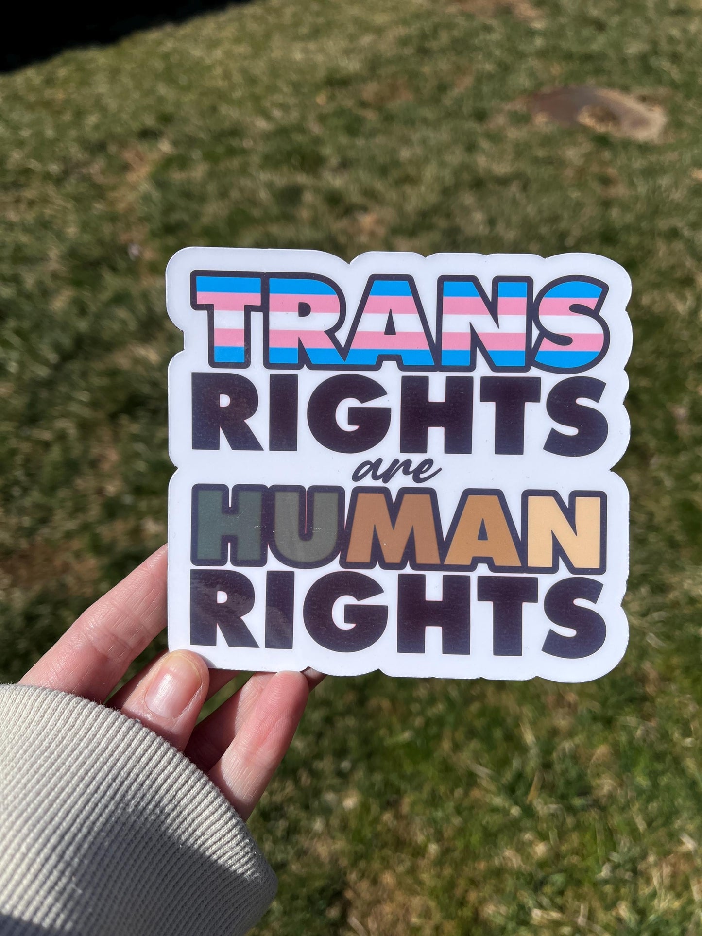 Trans Rights Are Human Rights Vinyl Decal or Magnet | LGBTQ+ Sticker | Trans Ally Pride | Equality Activism | Pro-Trans Design