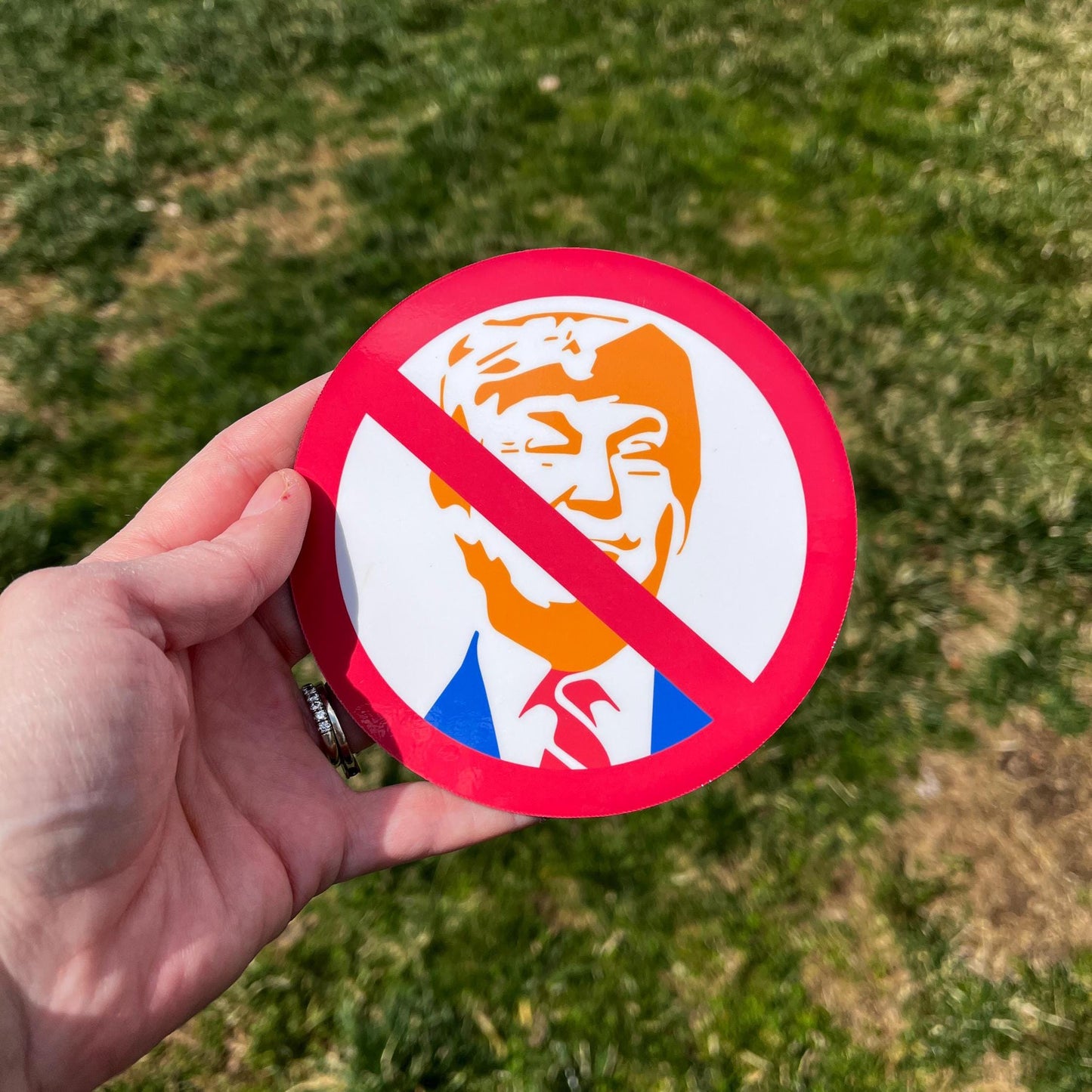 Anti-Trump MAGA Red Circle with Line Through It Vinyl Decal or Magnet | Political Protest Sticker | No MAGA Design | Resistance Statement
