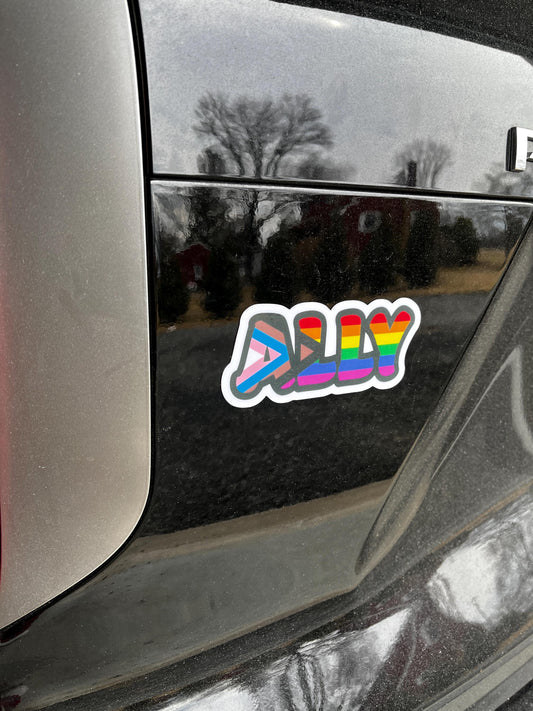 Progressive Gay Pride Ally Vinyl Decal or Magnet | LGBTQ+ Support Sticker | Pride Ally Decal | Political Activism Sticker