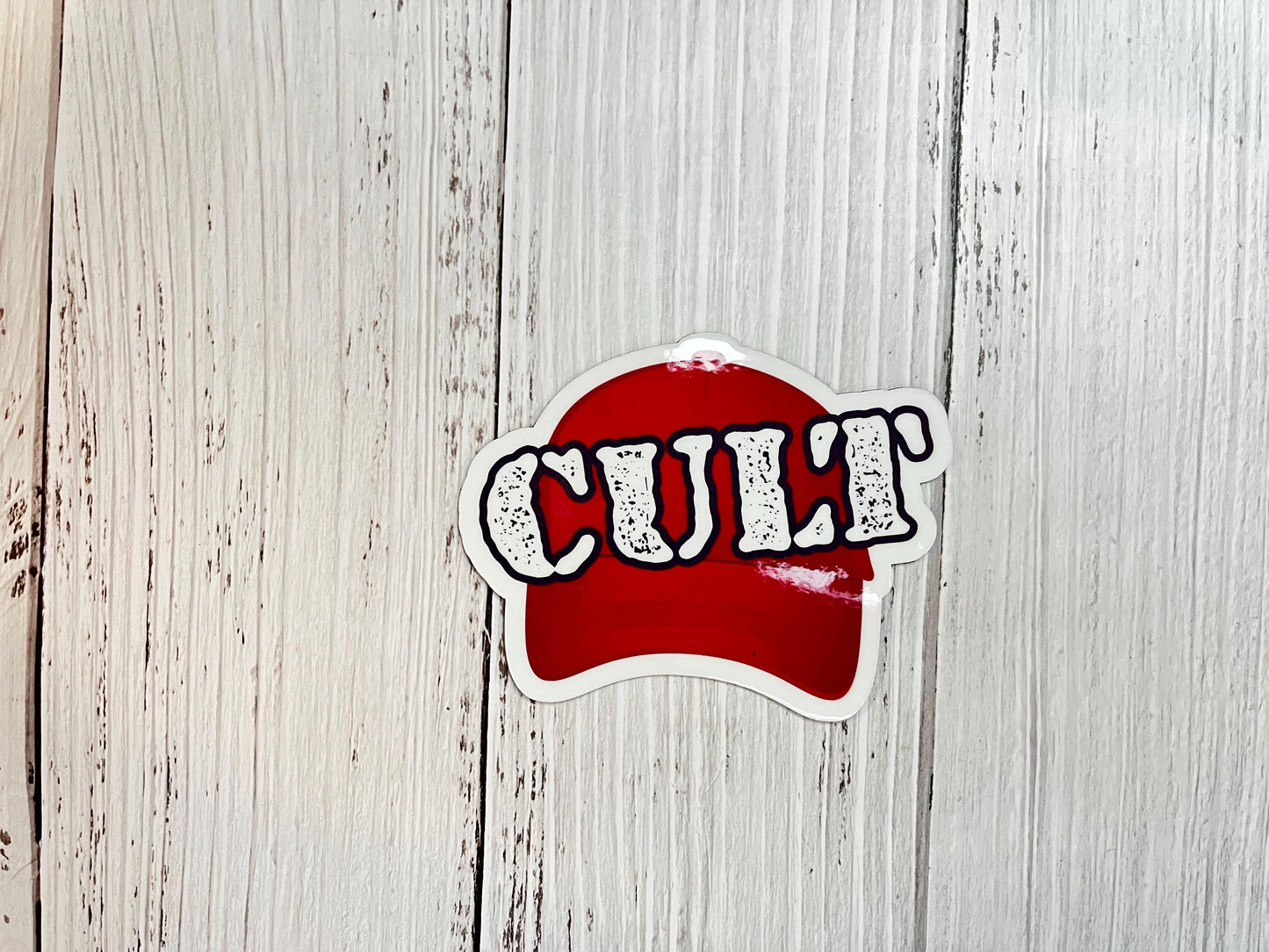 Red MAGA Hat Cult Vinyl Decal or Magnet | Political Protest Sticker | Anti-Trump Design | MAGA Resistance Statement