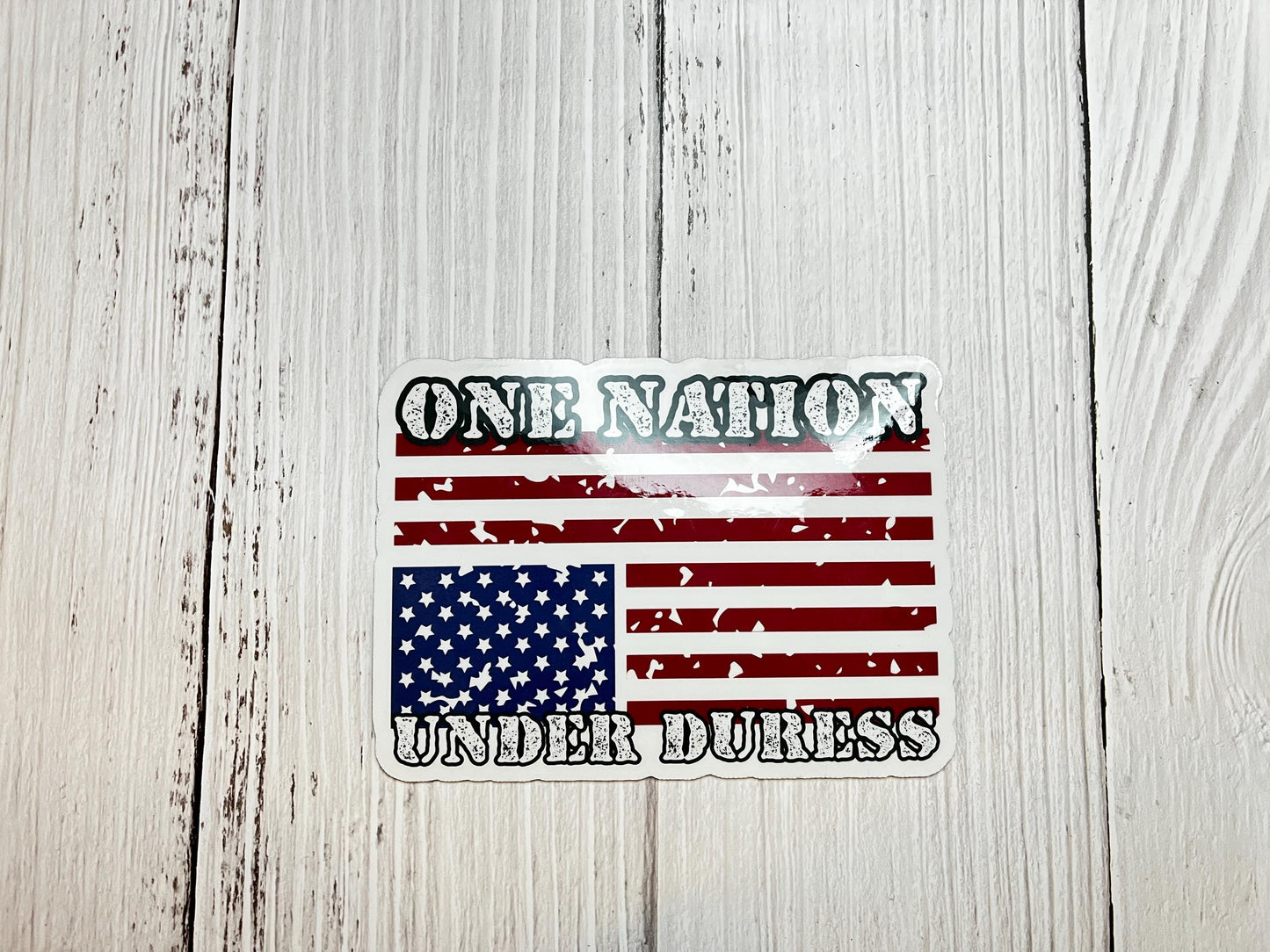 One Nation Under Duress Vinyl Decal or Magnet | Upside Down American Flag | Political Protest | National Struggles Design