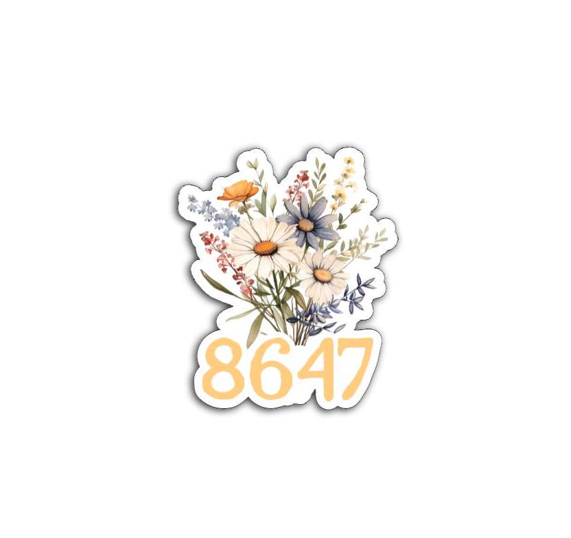 8647 (Get Rid of Trump) Subtle Bouquet Flowers Vinyl Decal or Magnet | Political Protest | Feminist Resistance Sticker | Cute Design