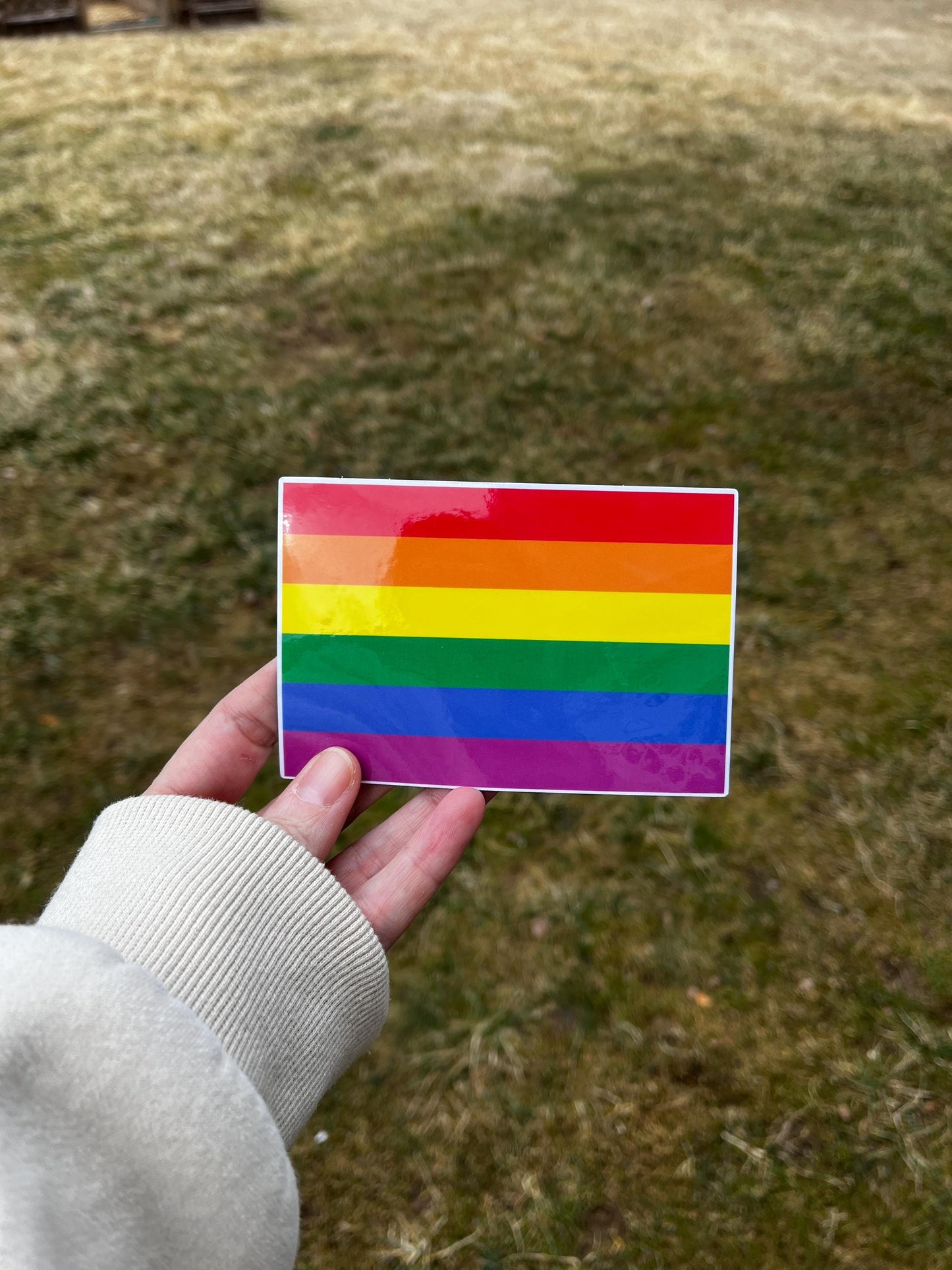 Gay Pride Flag Vinyl Decal or Magnet | LGBTQ+ Pride | Rainbow Flag Design | Support Equality & Love