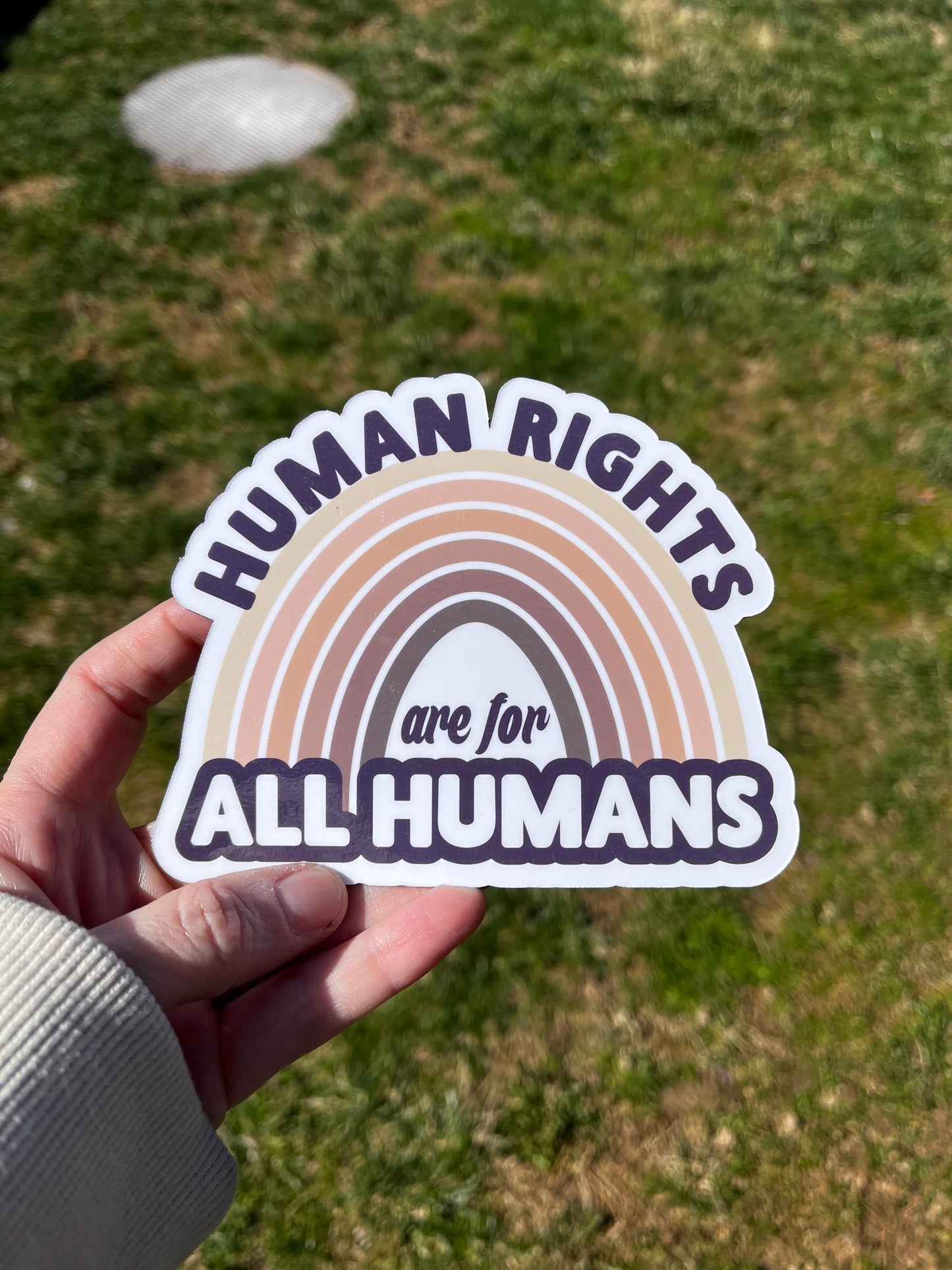 Human Rights are for All Humans Skin Color Rainbow Vinyl Decal or Magnet | Equality Sticker | Human Rights Activism | LGBTQ+ Support