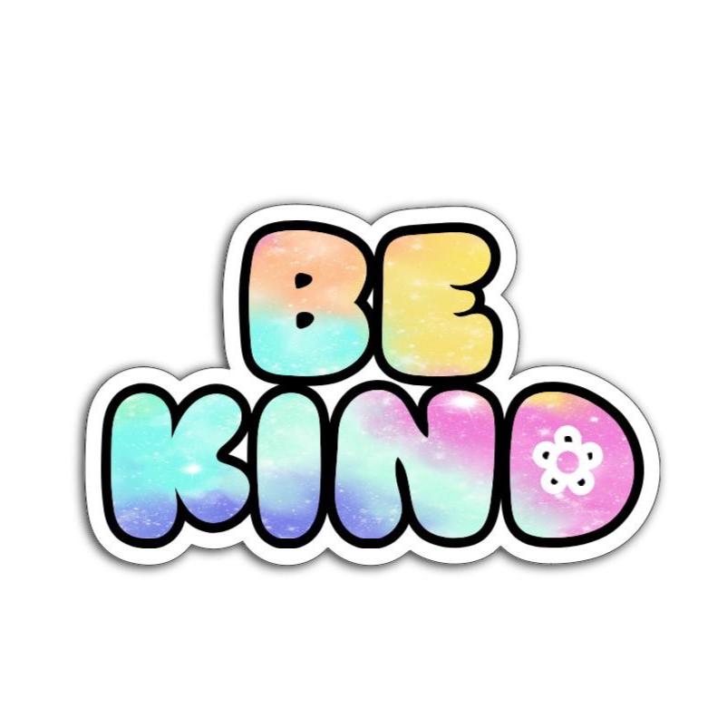 Be Kind Sticker or Magnet | Pastel Galaxy Vinyl Decal | Retro Positive Vibes | Cute Aesthetic Laptop Sticker | Kindness Matters Gift