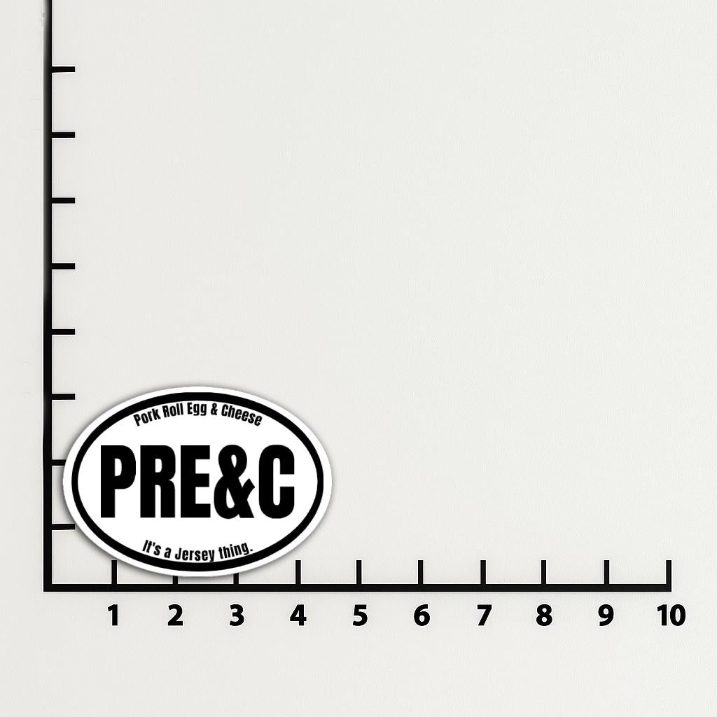 'PRE and C' magnet or vinyl decal displayed with a slight shadow on a white background. A bold, high-quality political sticker perfect for cars, laptops, fridges, or toolboxes. Great for activists, protestors, or anyone fed up with fascism.