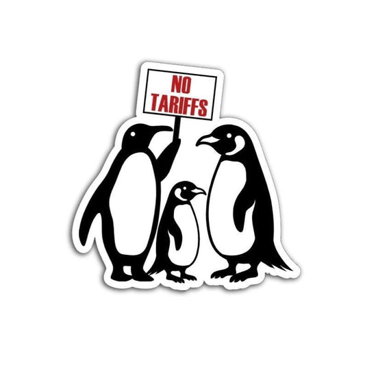 No Tariffs Penguins Holding Sign Anti-Trump Vinyl Decal or Magnet | Political Protest Sticker | Resistance Penguins | Anti-Trump Humor
