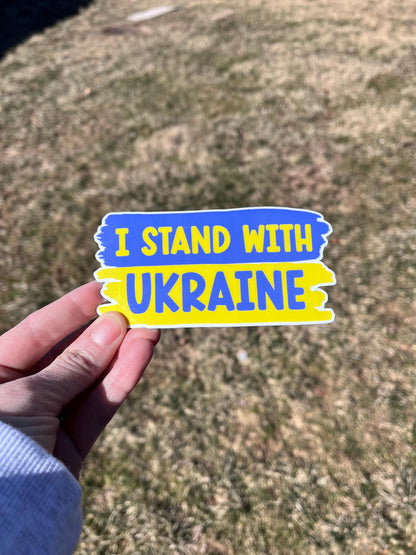 I Stand with Ukraine, Slava Ukraini Vinyl Decal or Magnet | Ukraine Support Sticker | Political Protest | Solidarity Design