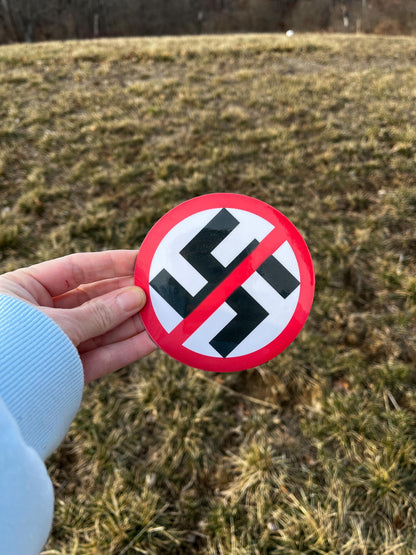 Anti-Nazi Vinyl Decal or Magnet | Swastika Crossed Out Protest Sticker | Political Activism Decal | Anti-Hate Symbol