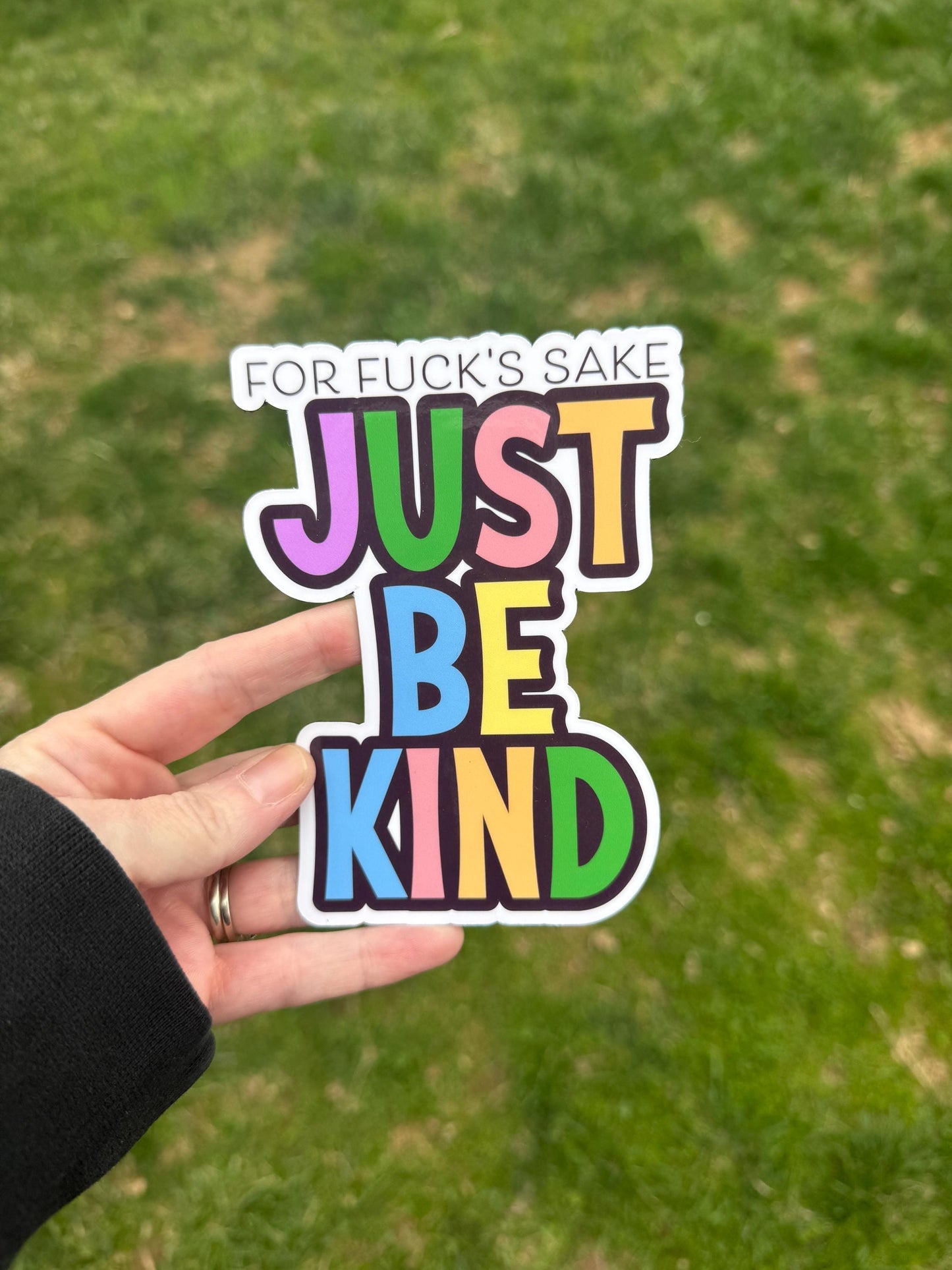 For F*ck's Sake Just Be Kind Vinyl Decal or Magnet | Funny Protest Sticker | Kindness Message Decal | Political Humor Sticker