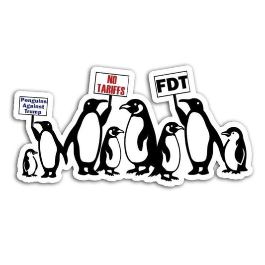 No Tariffs Penguins FDT Penguins Against Trump Vinyl Decal or Magnet | Political Protest Sticker | Anti-Trump Penguins | Resistance Decal