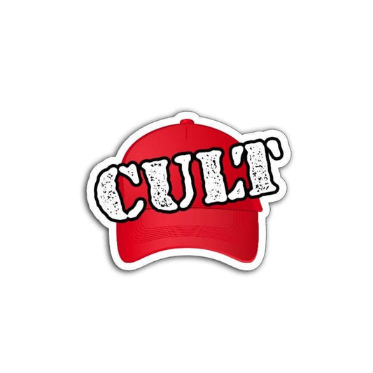 Red MAGA Hat Cult Vinyl Decal or Magnet | Political Protest Sticker | Anti-Trump Design | MAGA Resistance Statement