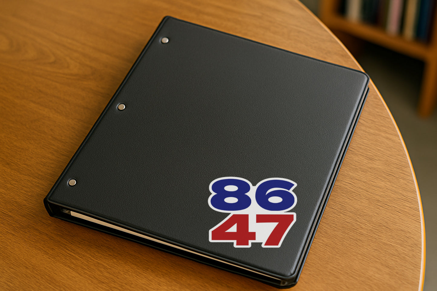 '8647 Vertical' magnet or vinyl decal displayed with a slight shadow on a white background. A bold, high-quality political sticker perfect for cars, laptops, fridges, or toolboxes. Great for activists, protestors, or anyone fed up with fascism.