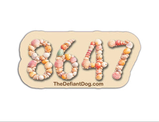 8647 seashell sticker pack magnet vinyl decal product mockup with light sand background coastal aesthetic political sticker