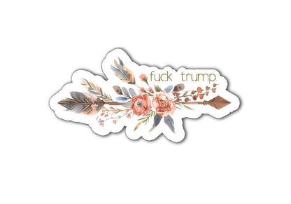 F*ck Trump with Subtle Dainty & Cute Flowers | Vinyl Decal or Magnet | Anti-Trump Feminine Protest Design | Political Statement