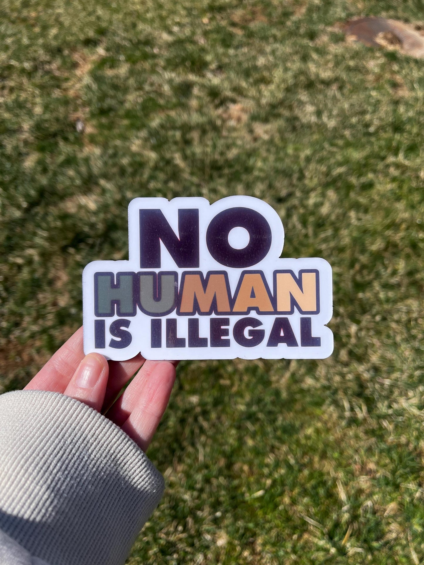 No Human is Illegal Vinyl Decal or Magnet | Immigration Rights Sticker | Pro-Immigrant Design | Human Rights Activism