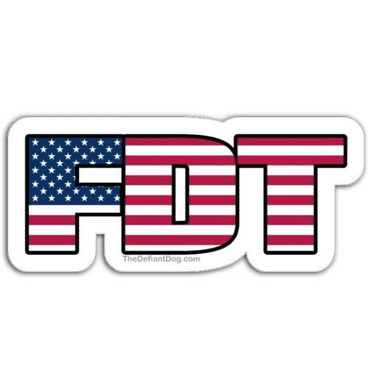 American flag design with 'FDT' text on a white background