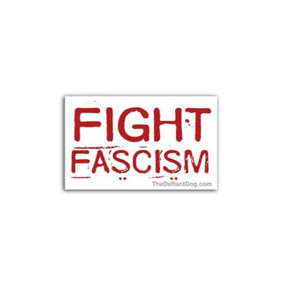 Sticker with 'Fight Fascism' text on a white background