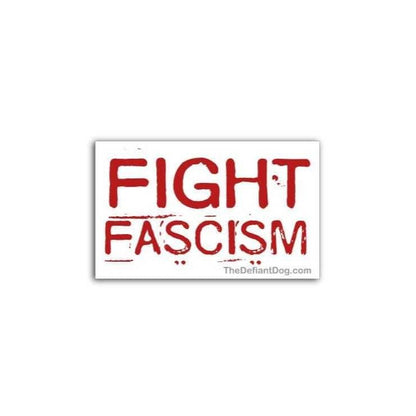 Sticker with 'Fight Fascism' text on a white background