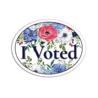 I Voted Sticker, Floral Voting Sticker, Election Day Sticker, Patriotic Flower Voter Sticker, Red White Blue Vote Decal, Poll Worker Sticker