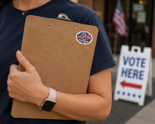 I Voted Sticker, Patriotic Tie Dye Voting Sticker, Election Day Sticker, Red White Blue Voter Sticker, Vote Decal, Poll Worker Sticker
