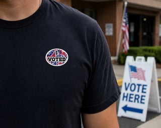 I Voted Sticker, Patriotic Tie Dye Voting Sticker, Election Day Sticker, Red White Blue Voter Sticker, Vote Decal, Poll Worker Sticker