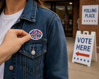 I Voted Sticker, Patriotic Tie Dye Voting Sticker, Election Day Sticker, Red White Blue Voter Sticker, Vote Decal, Poll Worker Sticker