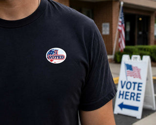 I Voted Sticker, Patriotic Voting Sticker, Stars & Stripes Election Day Sticker, American Flag Voter Sticker, Vote Decal Poll Worker Sticker